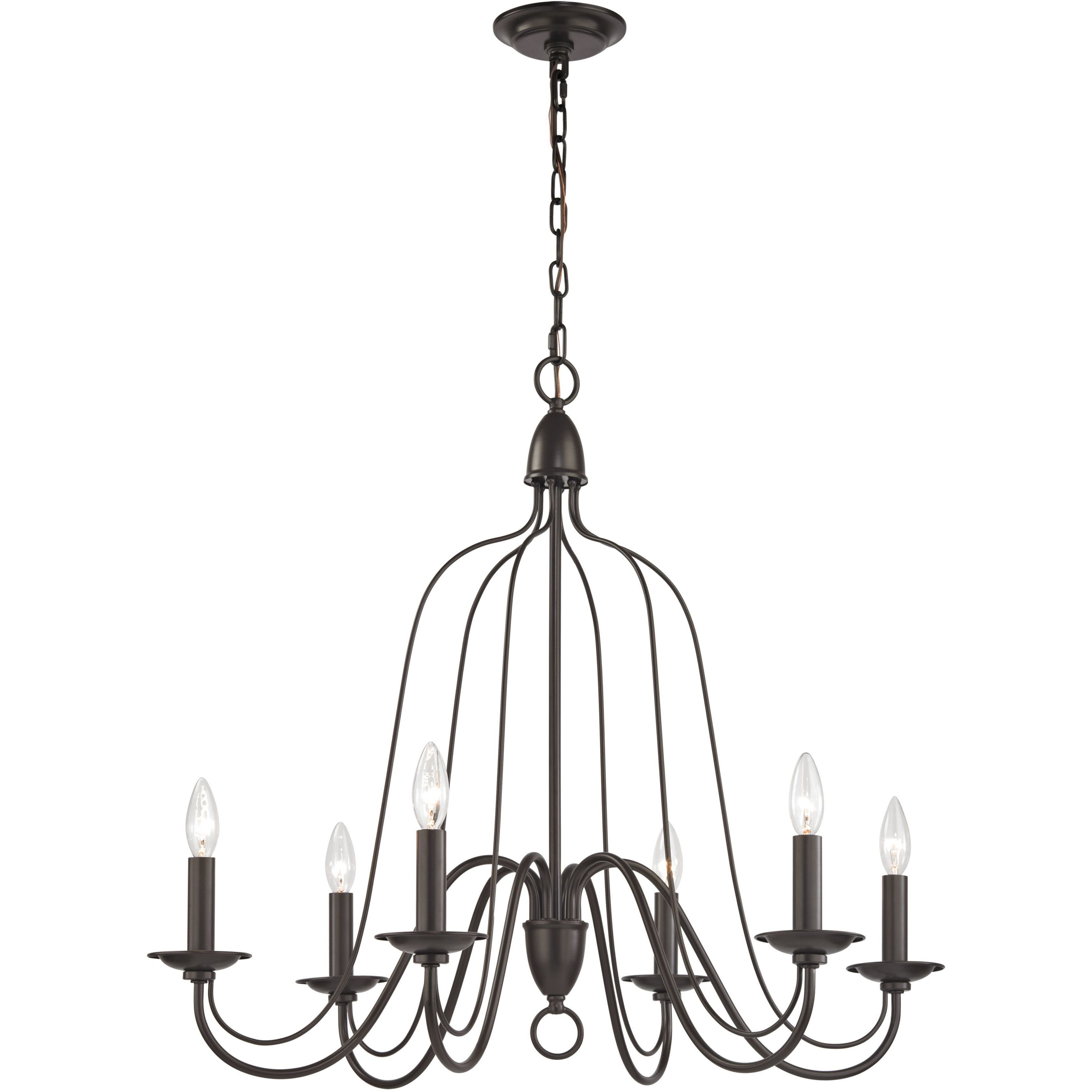 Monroe 6 Light 30 inch Oil Rubbed Bronze Chandelier Ceiling Light
