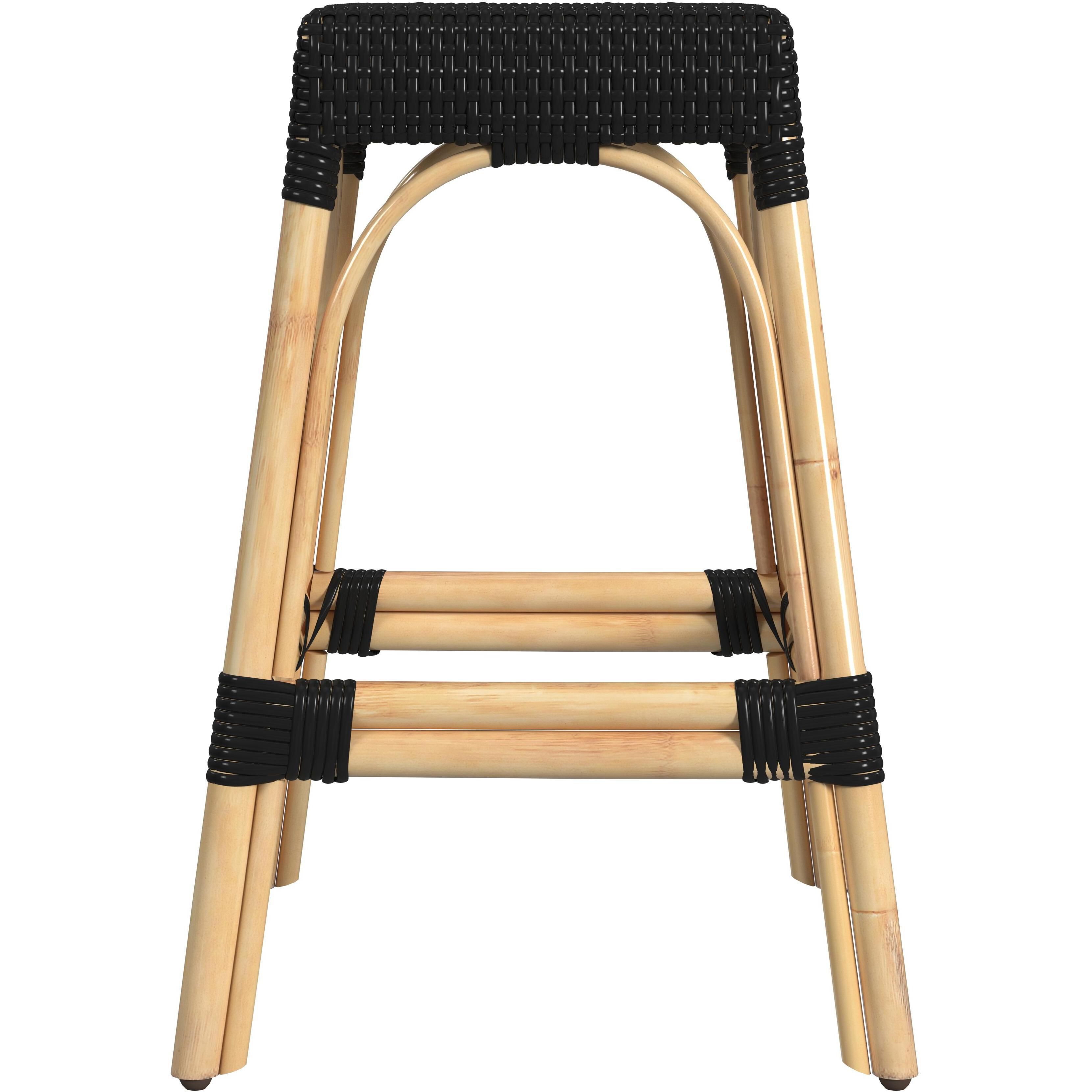 Robias Rectangular Rattan 24.5" Counter Stool in Black
