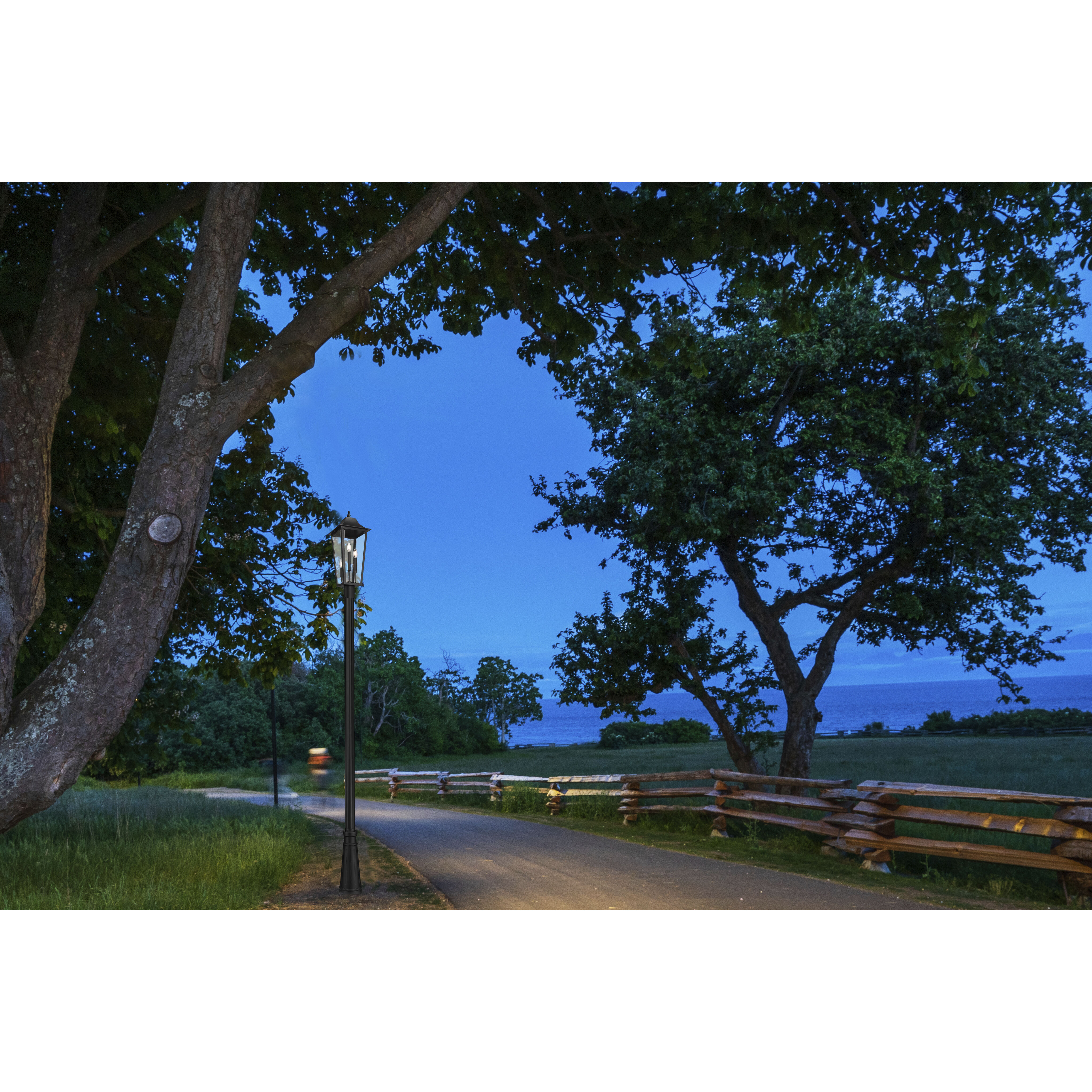 Gannon 3 Light 120.75 inch Black Outdoor Post Mounted Fixture in G9