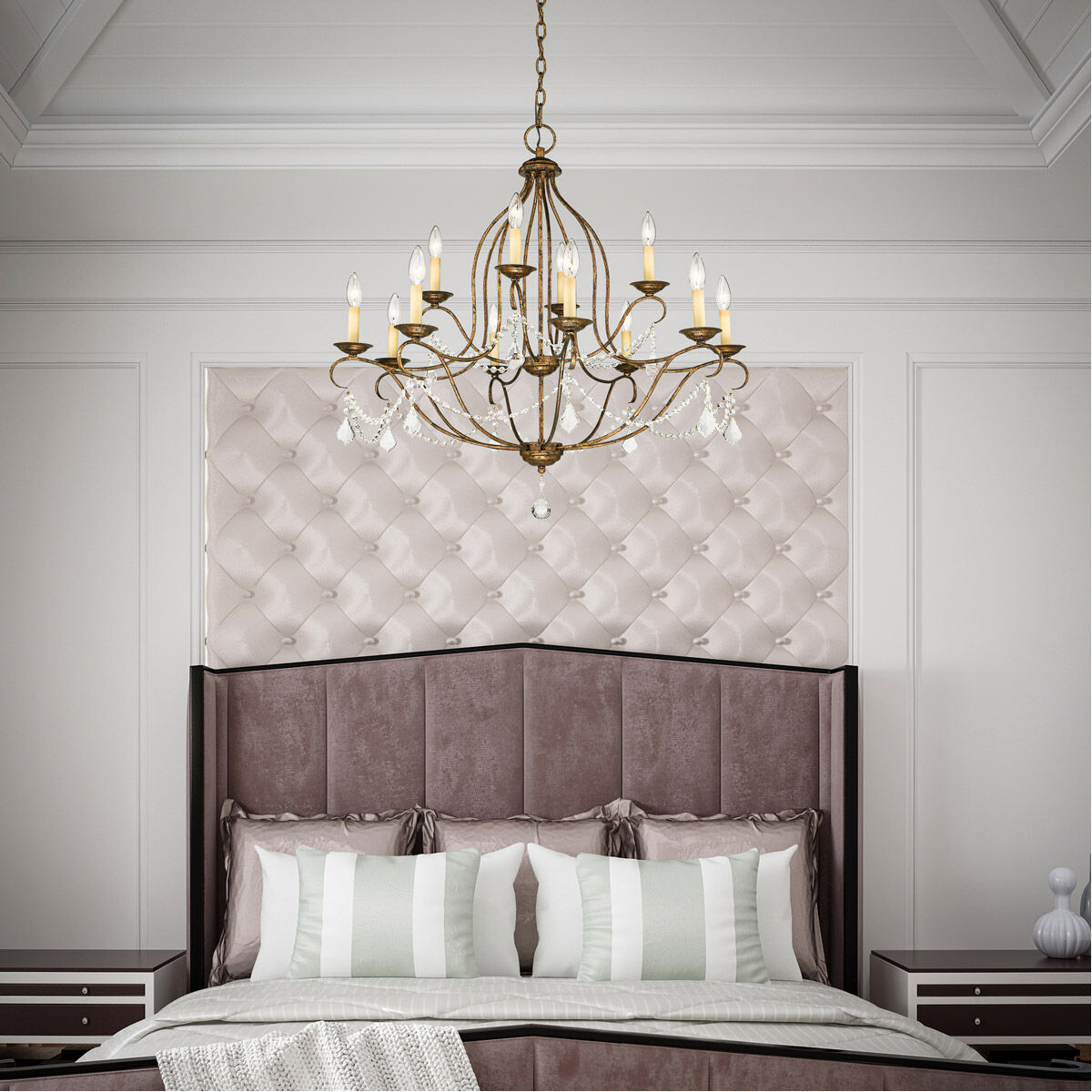 Chesterfield 12 Light 34 inch Hand Applied Venetian Golden Bronze Chandelier Ceiling Light