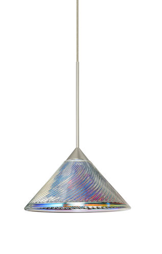 Kona 1 Light Satin Nickel Pendant Ceiling Light in Halogen