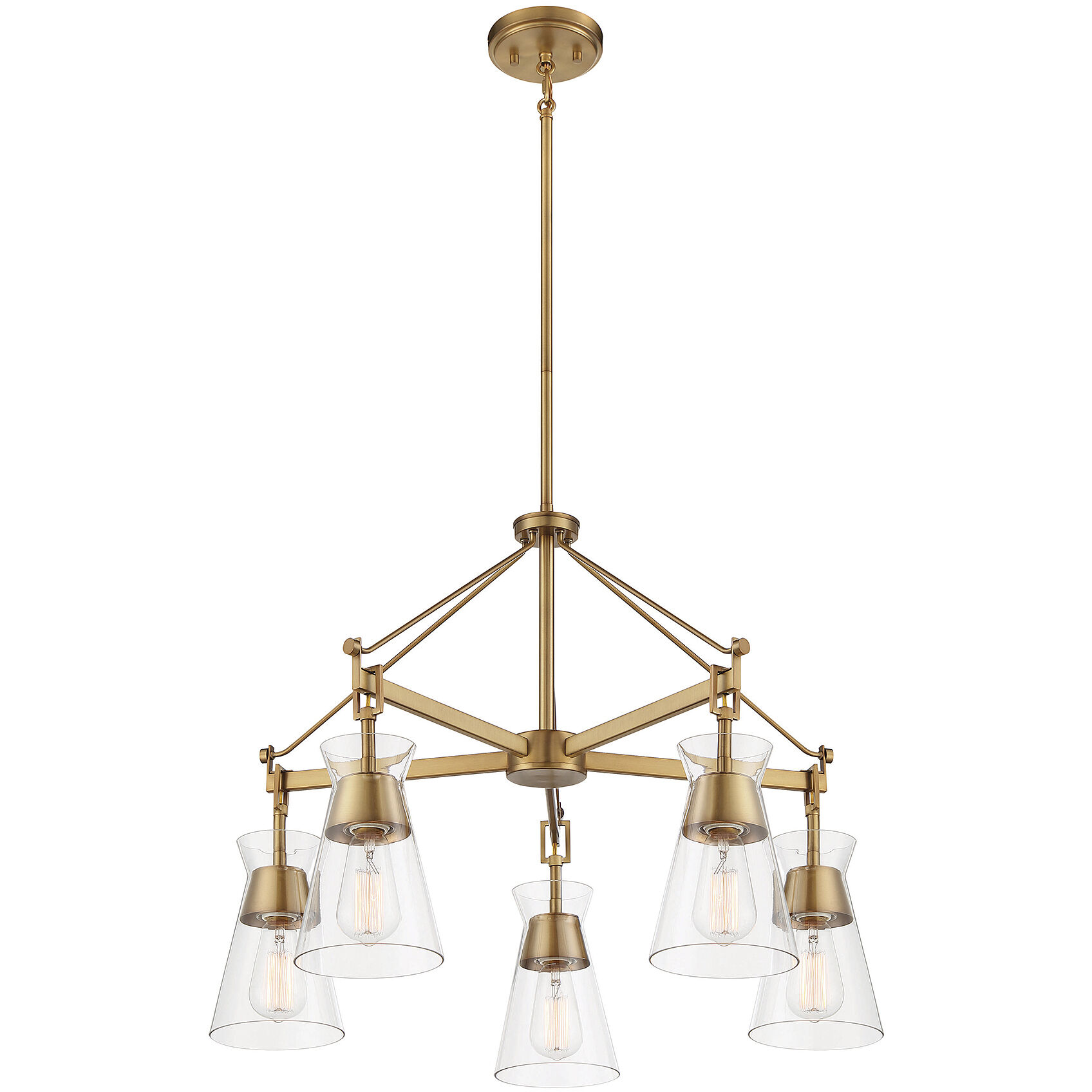 Lakewood 5 Light 28 inch Warm Brass Chandelier Ceiling Light, Essentials