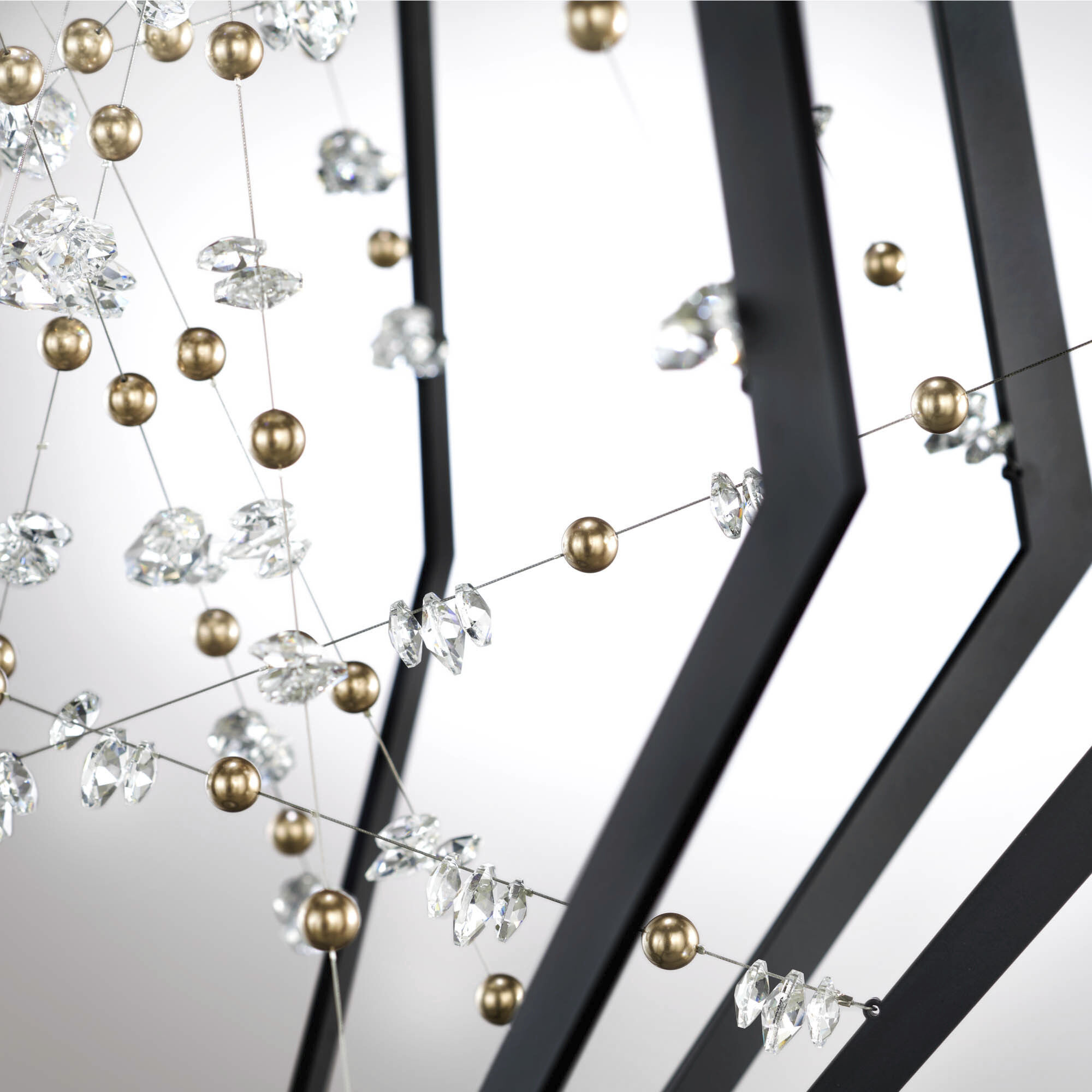 Forever Eternity LED 65 inch Black Pendant Ceiling Light in Clear Radiance Crystal and Gold Pearl