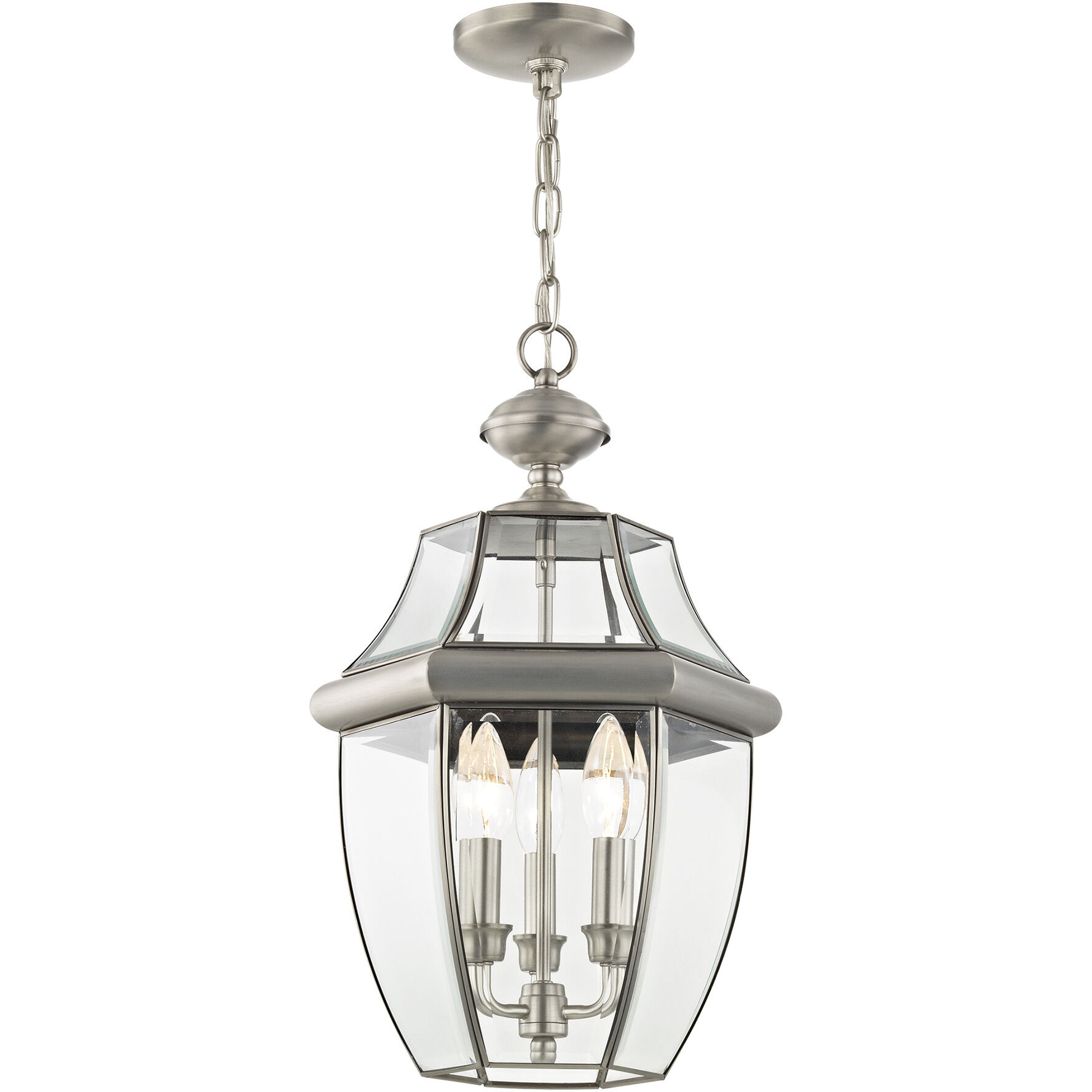 Monterey 3 Light 13 inch Brushed Nickel Outdoor Pendant Lantern