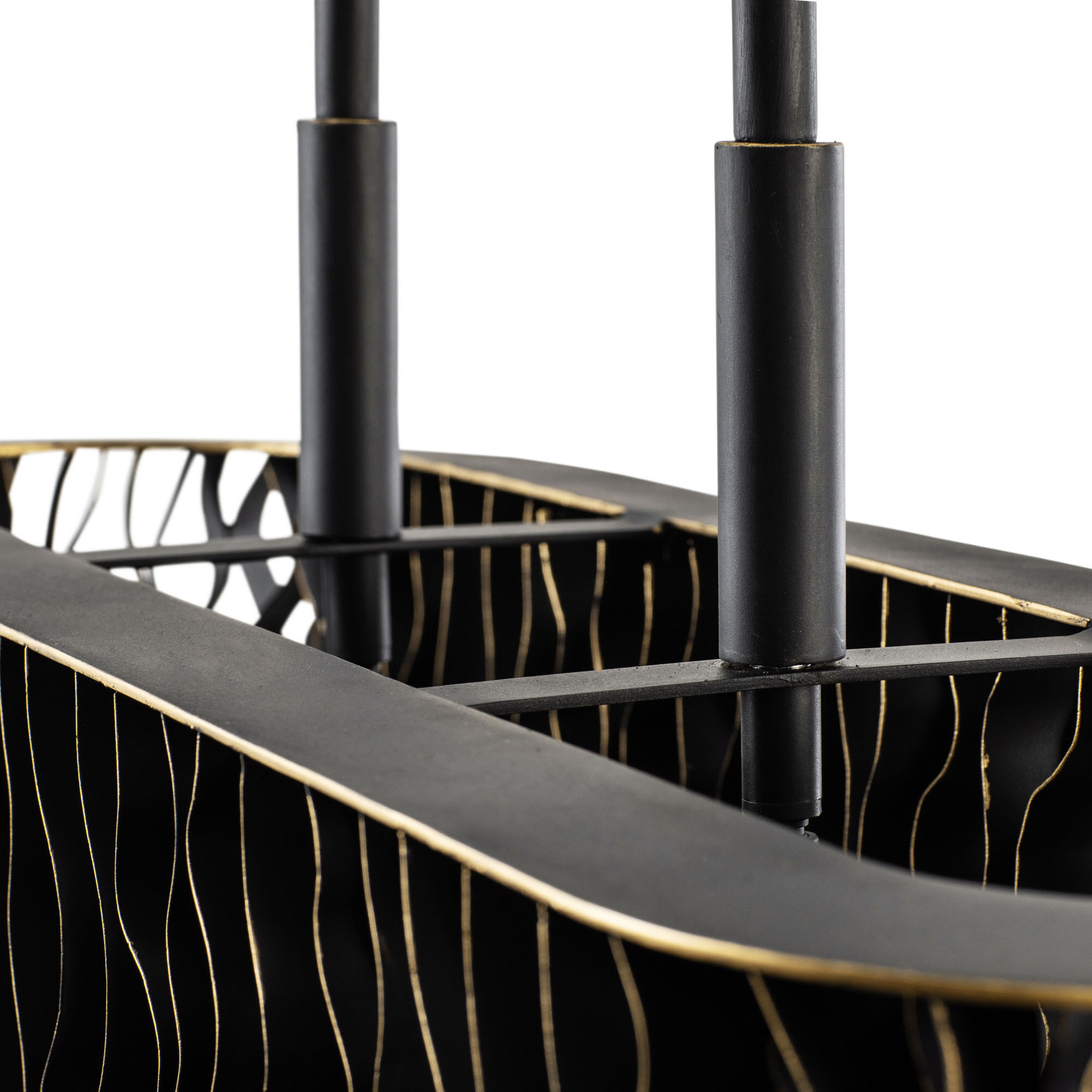 Estela 5 Light 36 inch Matte Black and French Gold Linear Pendant Ceiling Light, Smithsonian Collaboration