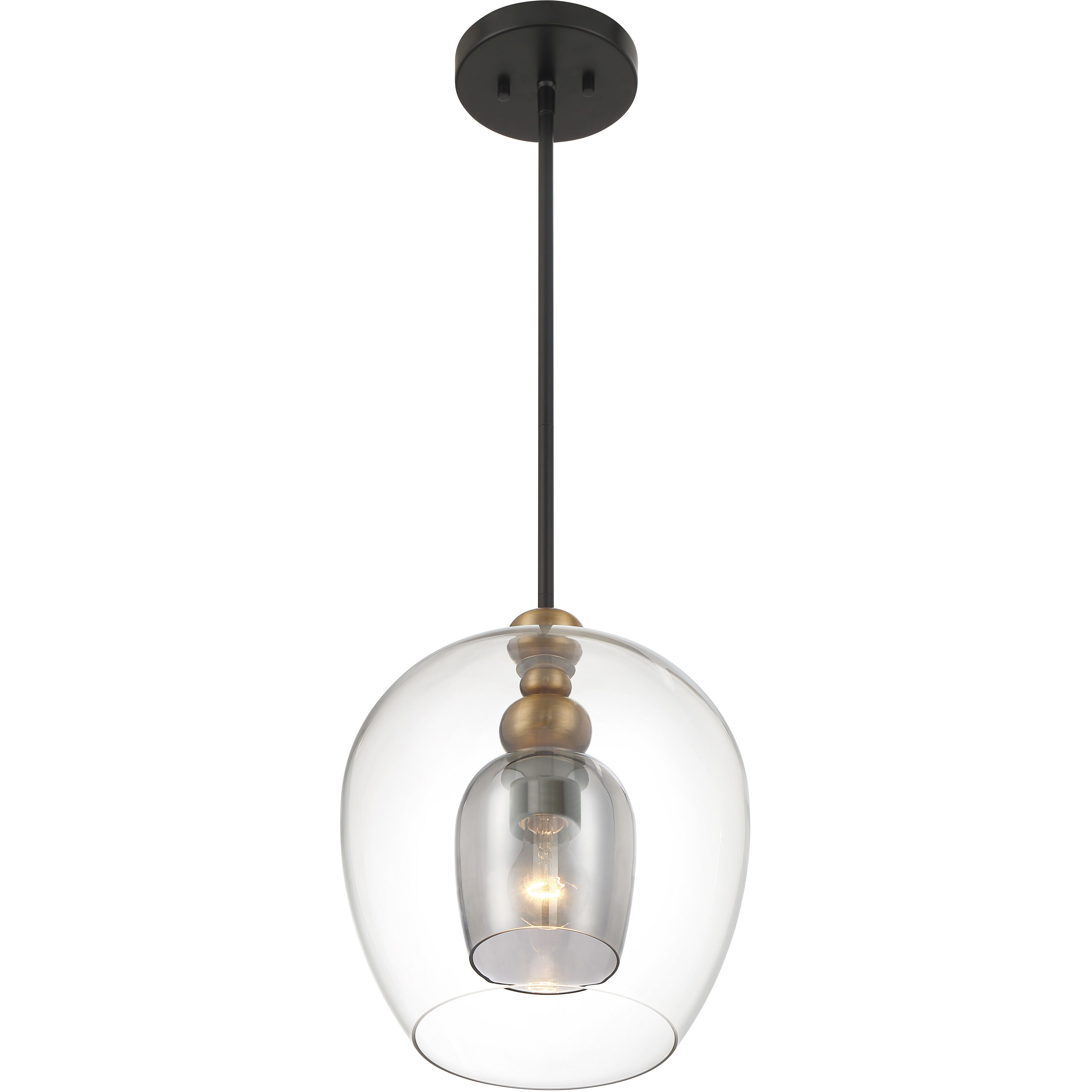 Amesbury 1 Light 11.75 inch Coal and Oxidized Aged Brass Pendant Ceiling Light
