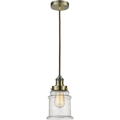 Edison Canton 1 Light 8 inch Antique Brass Mini Pendant Ceiling Light in Brown, Edison