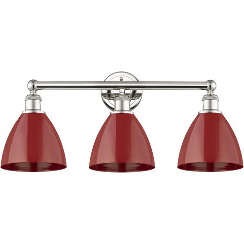 Plymouth Dome 3 Light 25.5 inch Polished Nickel and Red Bath Vanity Light Wall Light