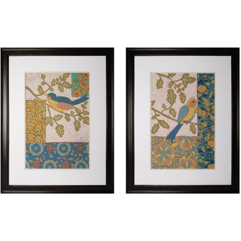Avian Ornament Multicolor with Black and Clear Framed Wall Art