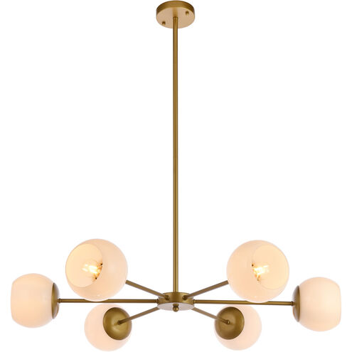 Briggs 6 Light 36 inch Brass Pendant Ceiling Light