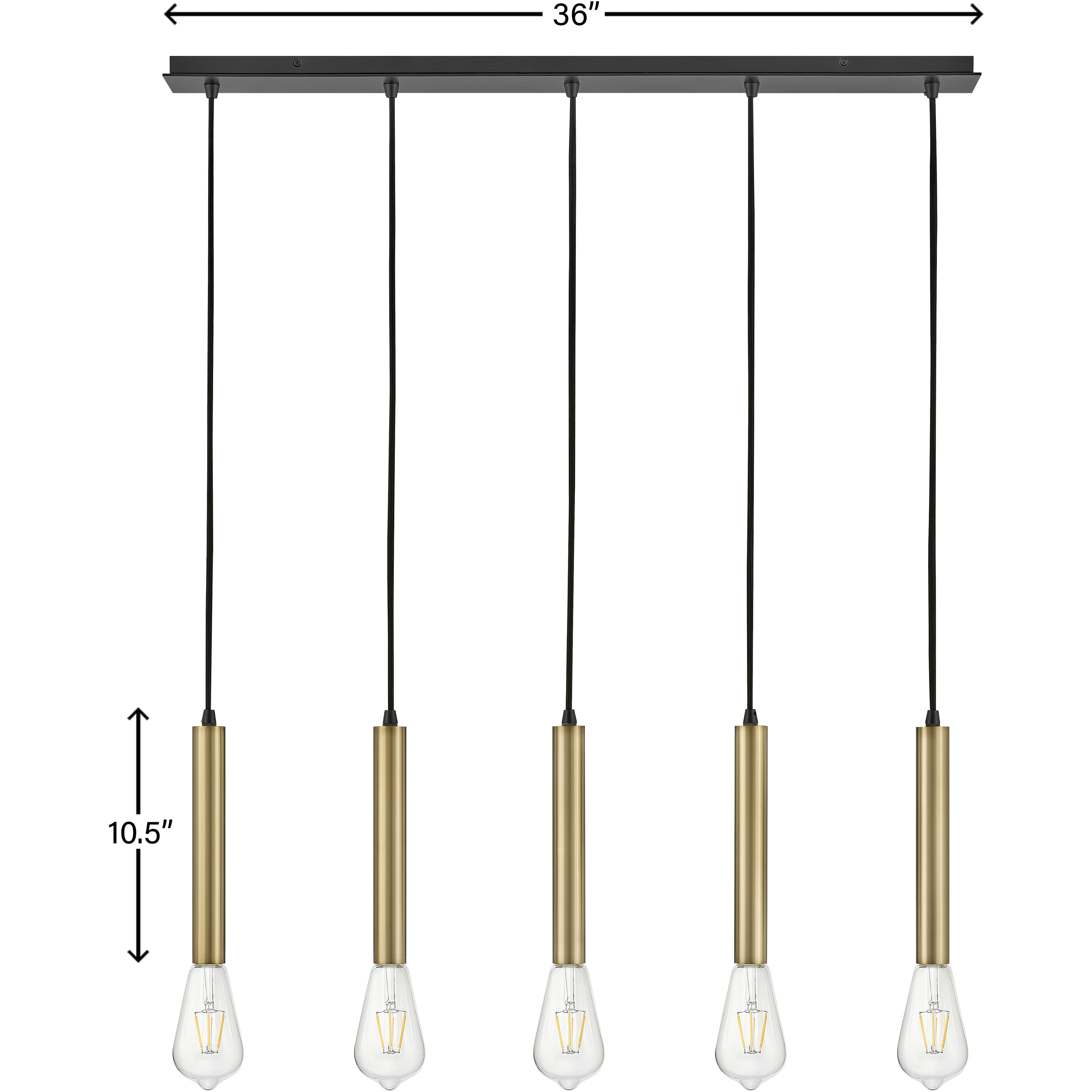 Bobbie LED 36 inch Lacquered Brass Chandelier Ceiling Light, Linear
