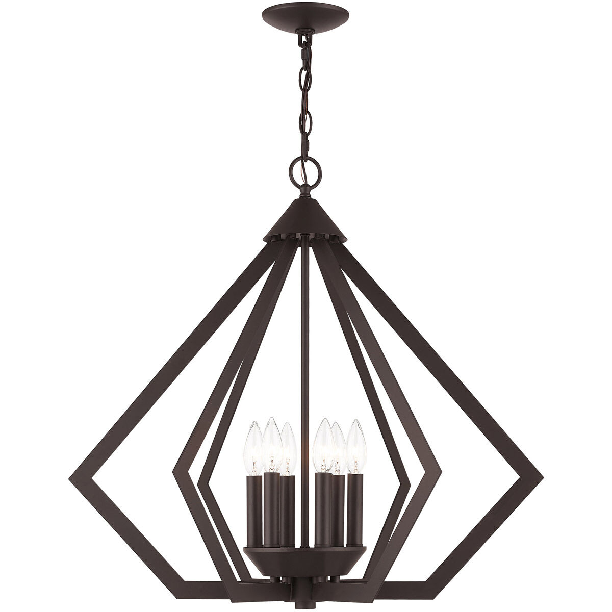 Prism 6 Light 26 inch Bronze Chandelier Ceiling Light