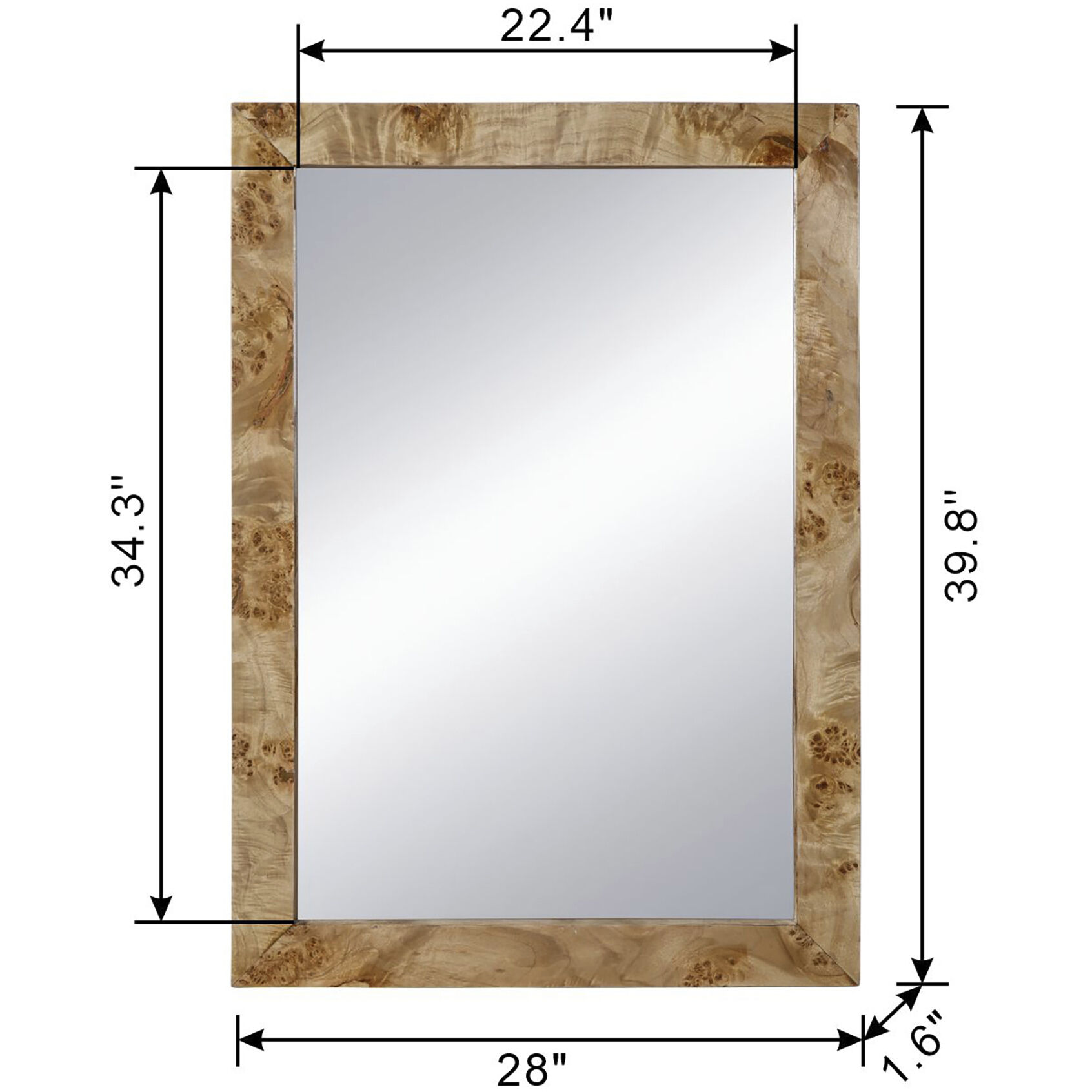 Burl 39.8 X 28 inch Brown Mirror