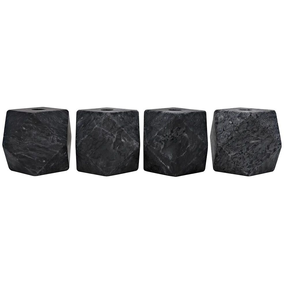 Polyhedron 4 X 4 inch Decorative Candle Holder in Black, Set of 4