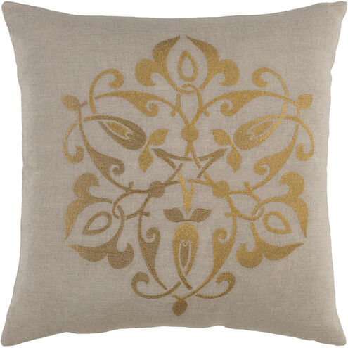 Ravati 22 X 22 inch Gold and Light Gray Throw Pillow