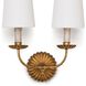 Clove 2 Light 13.75 inch Antique Gold Leaf Wall Sconce Wall Light, Double