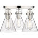 Newton Cone 3 Light 19.63 inch Polished Nickel Flush Mount Ceiling Light in Seedy Glass