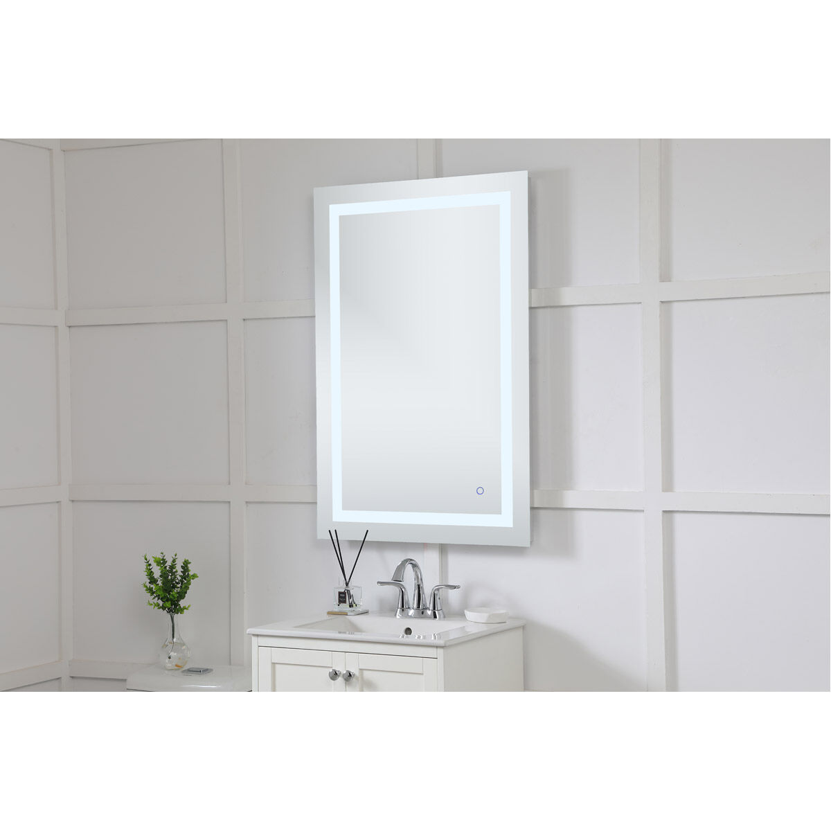 Helios 40 X 27 inch Silver Lighted Wall Mirror