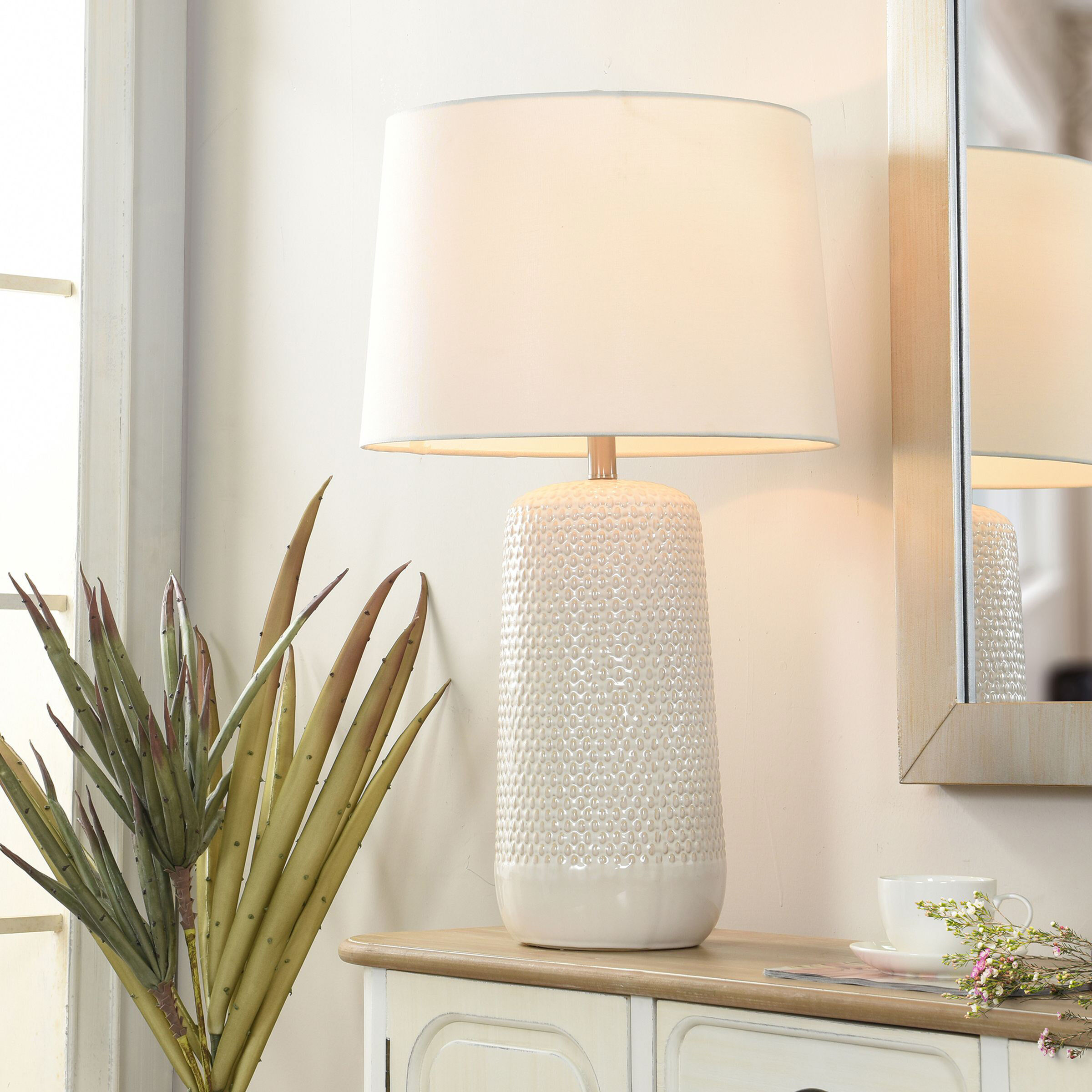 Galey 30 inch 150 watt Beige and White Table Lamp Portable Light