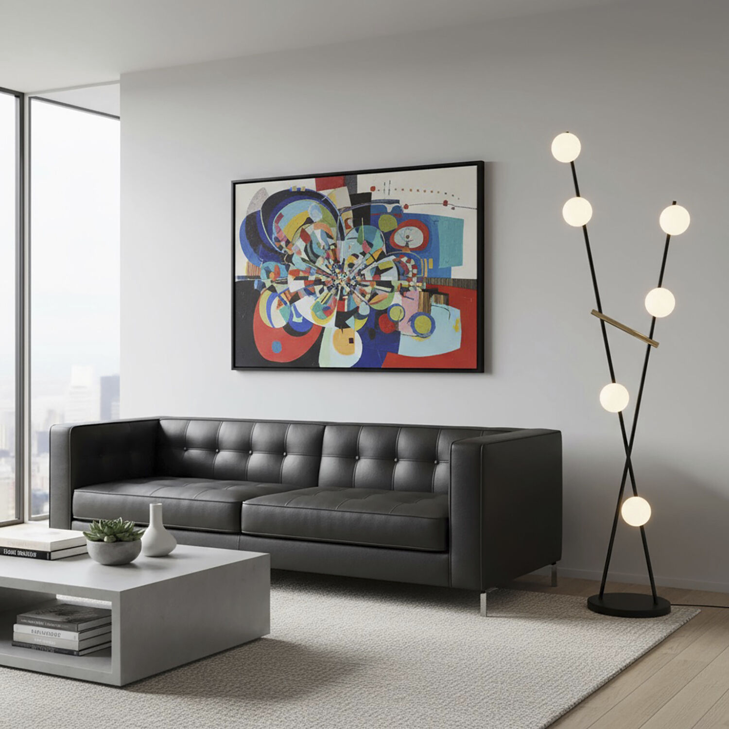 Cortina 65.35 inch 10 watt Black and Brushed Brass Floor Lamp Portable Light