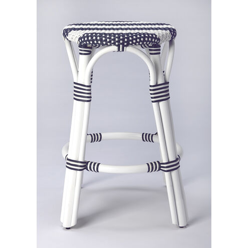 Tobias Blue & White Rattan 24 inch Designer's Edge Barstool