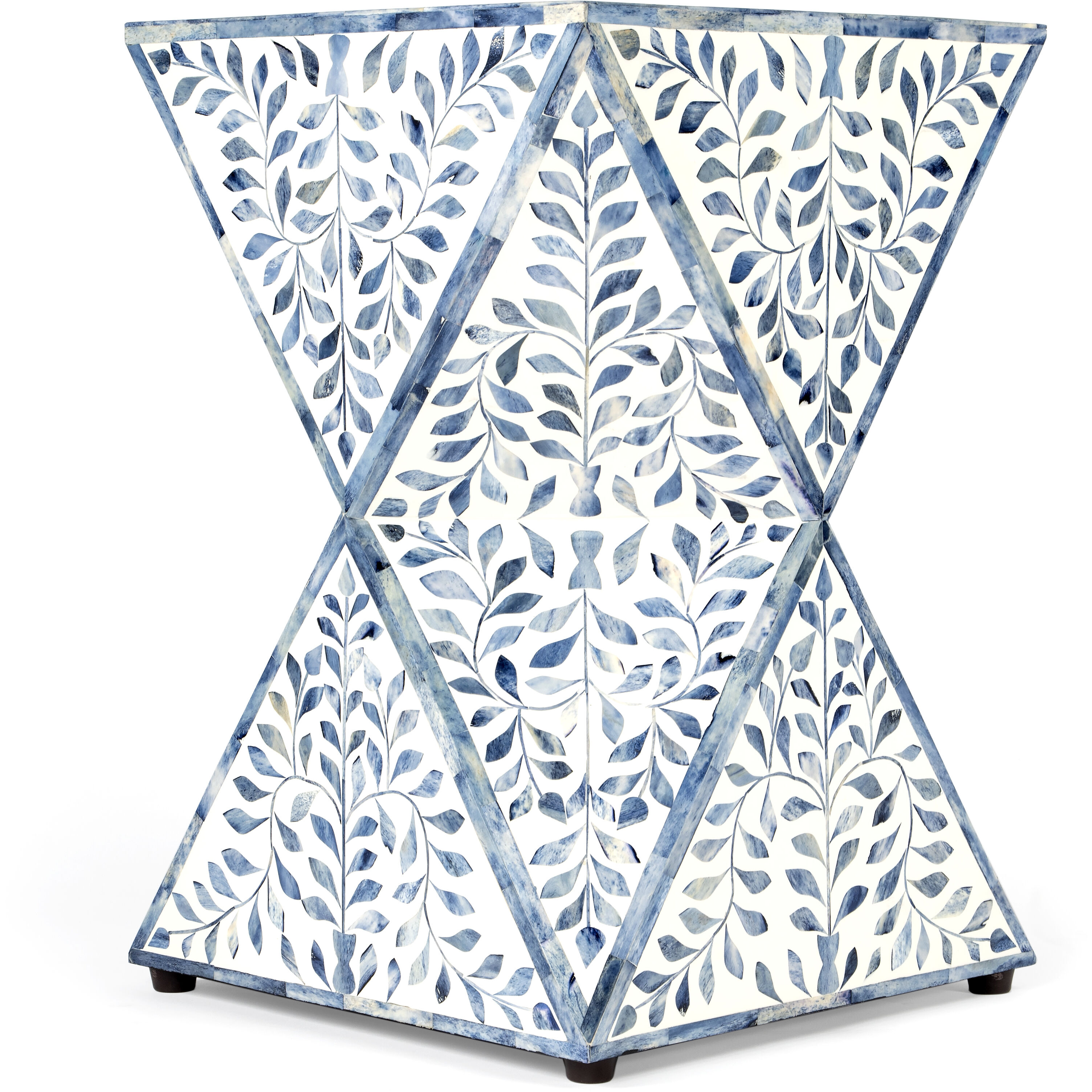 Trubadur Bone Inlay Side Table in Sky Blue and White