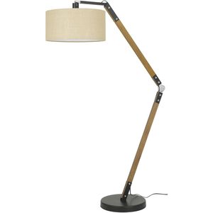 Freeport 67 inch 100 watt Matte Black and Wood Arc Floor Lamp Portable Light