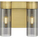 Empire 2 Light 10.5 inch Brushed Brass Sconce Wall Light in Plated Smoke Glass
