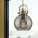 Downtown Urban Newton Sphere 1 Light 8 inch Brushed Brass Mini Pendant Ceiling Light in Plated Smoke