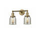 Franklin Restoration Small Bell LED 15 inch Brushed Brass Bath Vanity Light Wall Light in Silver Plated Mercury Glass, Franklin Restoration