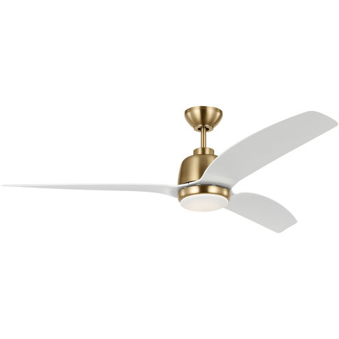 Avila 60 inch Satin Brass with Matte White ABS Blades Ceiling Fan