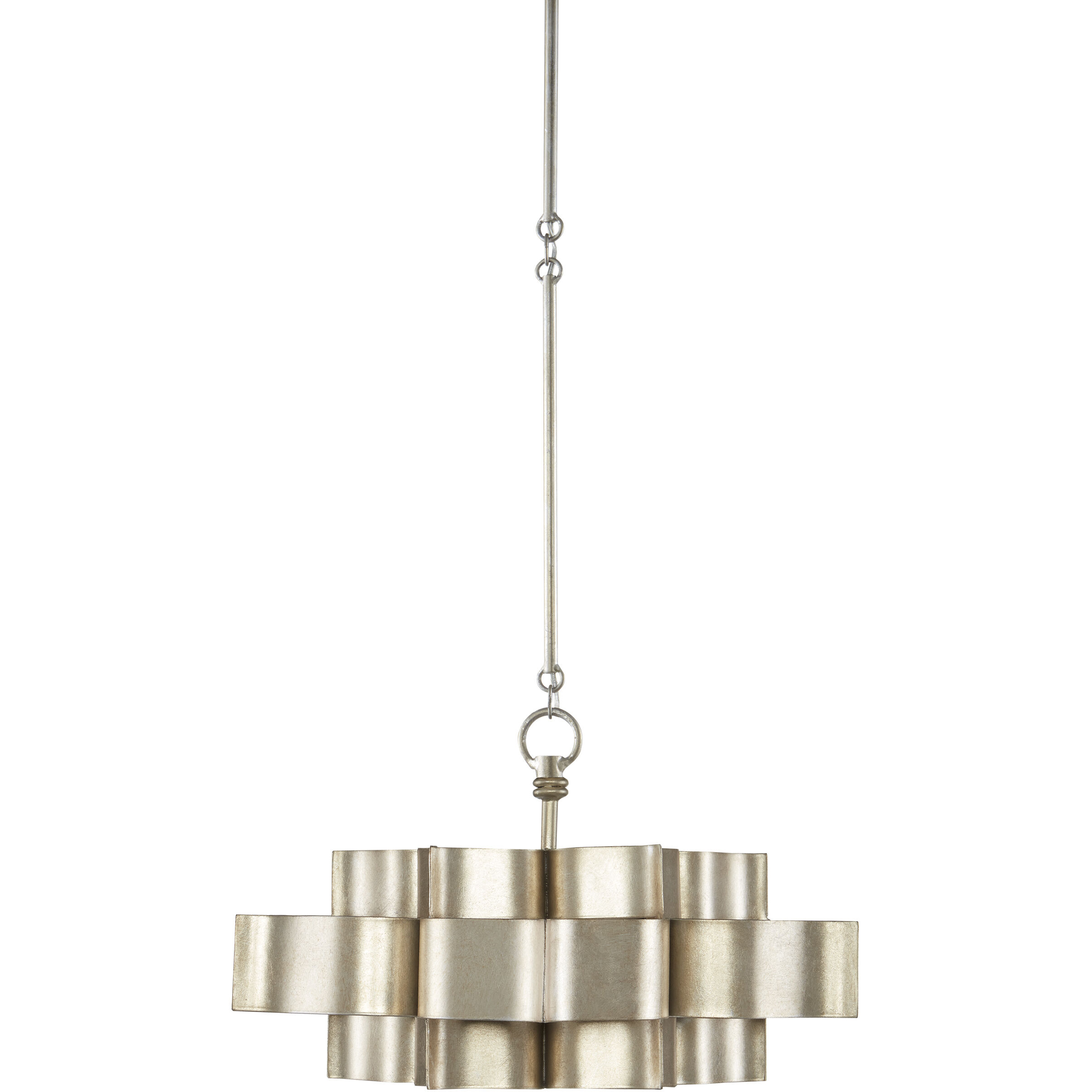 Grand Lotus 1 Light 20.25 inch Contemporary Silver Leaf Pendant Ceiling Light, Small, Semi-Flush Convertible