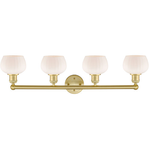 Fenton 4 Light 33.5 inch Satin Gold Bath Vanity Light Wall Light in Matte White