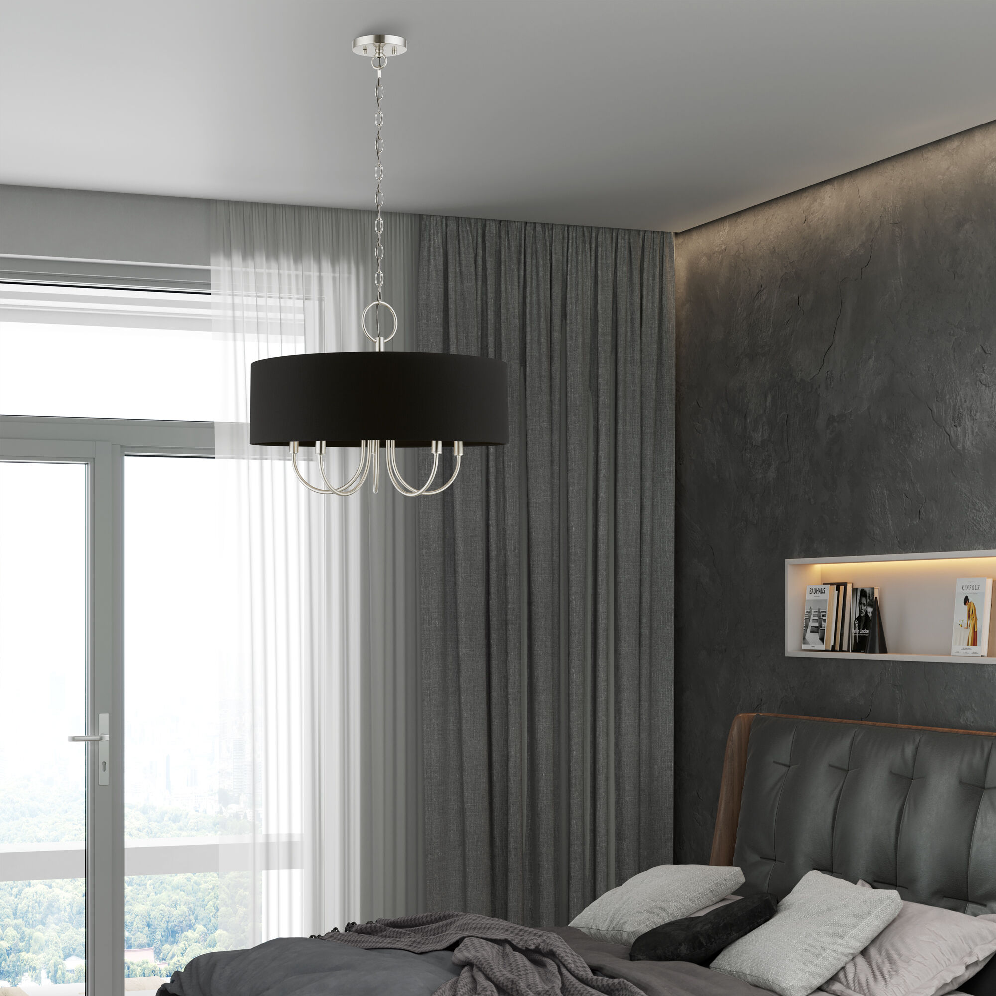 Huntington 5 Light 23 inch Brushed Nickel Pendant Chandelier Ceiling Light