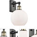 Ballston Athens 1 Light 8 inch Black Antique Brass Sconce Wall Light in Matte White Glass, Ballston