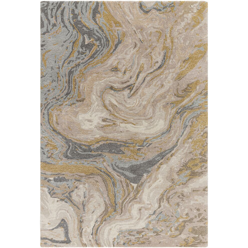 Kavita 108 X 72 inch Khaki / Prairie Dust / Ash / Nickel Handmade Rug in 6 x 9
