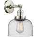Franklin Restoration Large Bell 1 Light 8 inch Polished Nickel Semi-Flush Mount Ceiling Light in Seedy Glass, Franklin Restoration