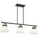 Scandinavian 3 Light 39 inch Matte Black Linear Chandelier Ceiling Light