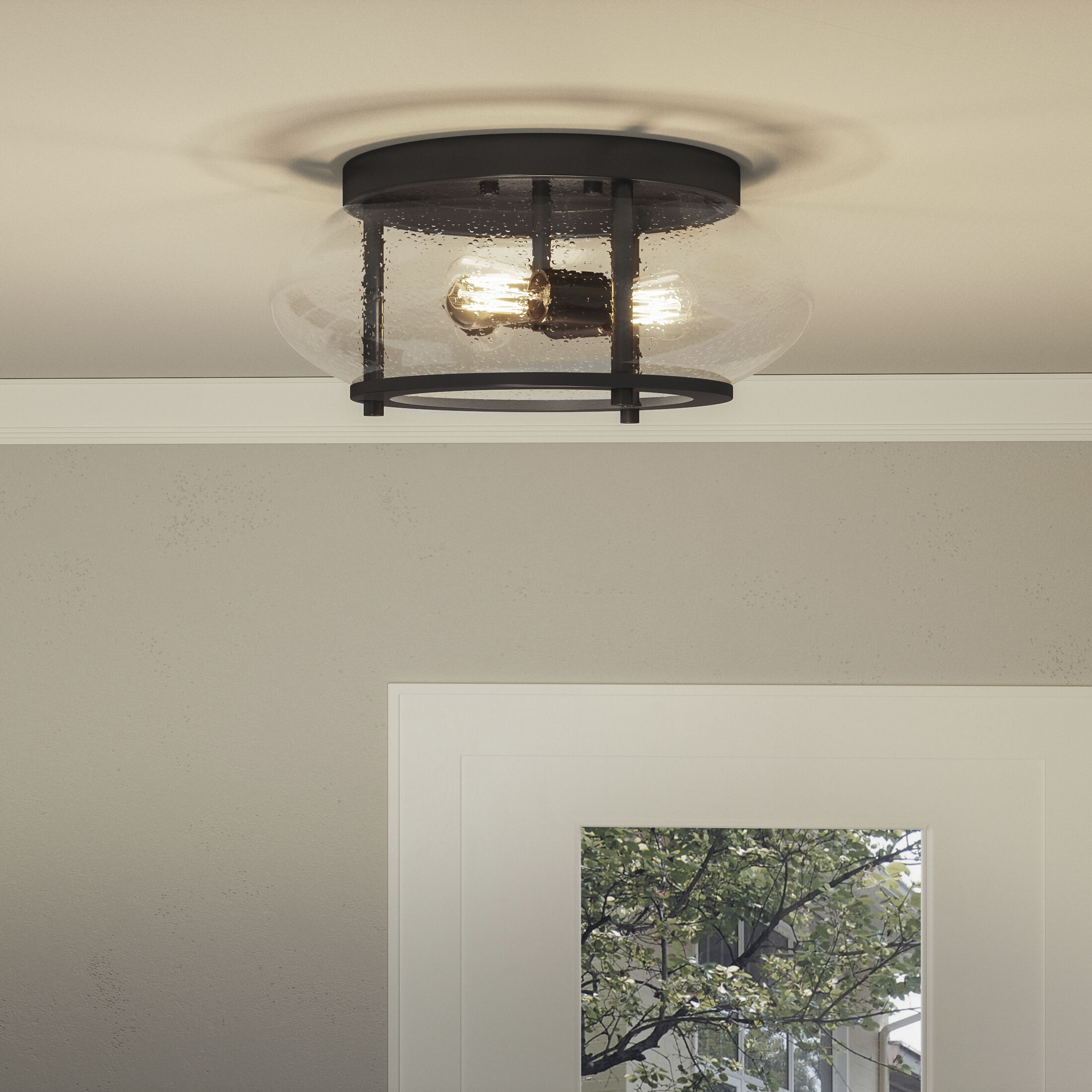 Trilogy 3 Light 16 inch Old Bronze Flush Mount Ceiling Light 