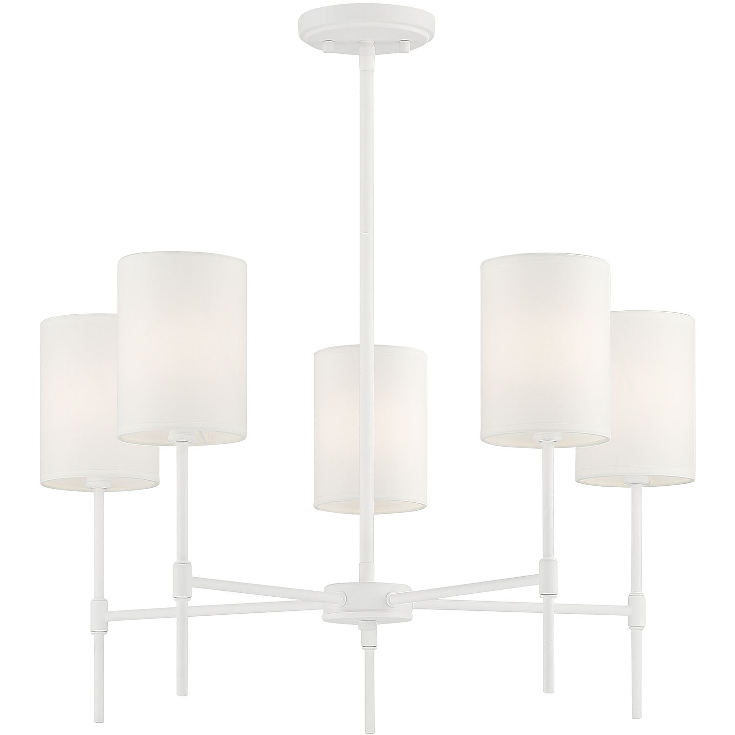 Traditional 5 Light 25 inch Bisque White Chandelier Ceiling Light