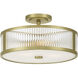 Ardezia 3 Light 15.75 inch Vintage Brass Semi-Flush Mount Ceiling Light