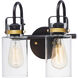 Magnolia 2 Light 11 inch Bronze and Gold Bath Vanity Wall Light