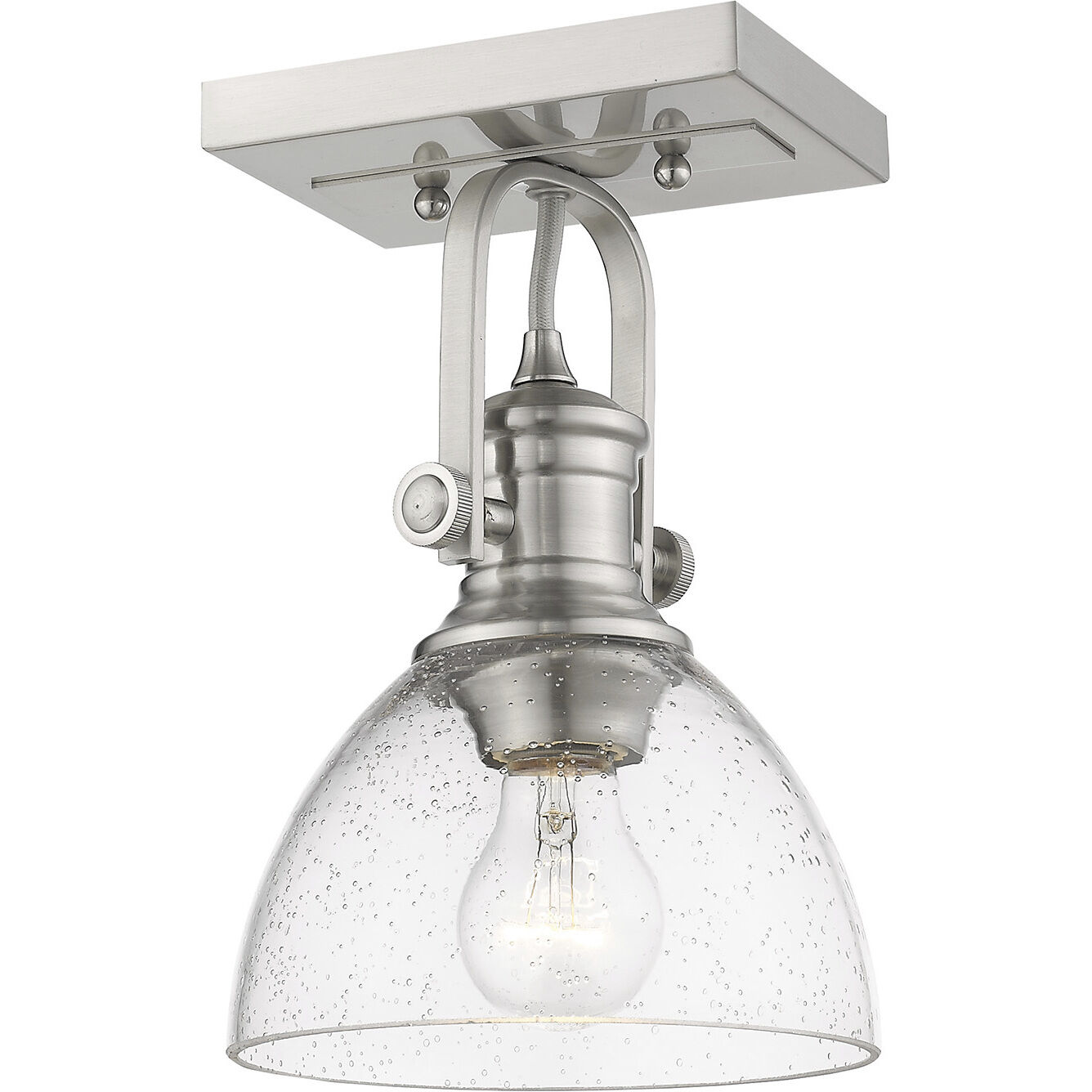 Yep Hines Vanity Wall Light in Pewter, Seeded Glass