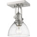 Yep Hines Vanity Wall Light in Pewter, Seeded Glass