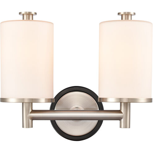 Marlowe LED 14 inch Black Satin Nickel Bath Vanity Light Wall Light in White Glass