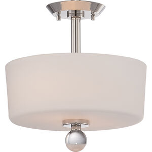 Connie 2 Light 13 inch Polished Nickel and Satin White Semi Flush Mount Ceiling Light
