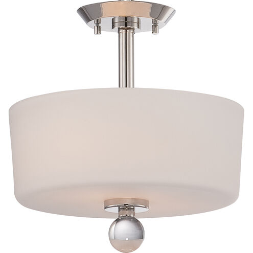 Connie 2 Light 13 inch Polished Nickel and Satin White Semi Flush Mount Ceiling Light