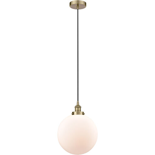 Edison Beacon 1 Light 12 inch Antique Brass Mini Pendant Ceiling Light