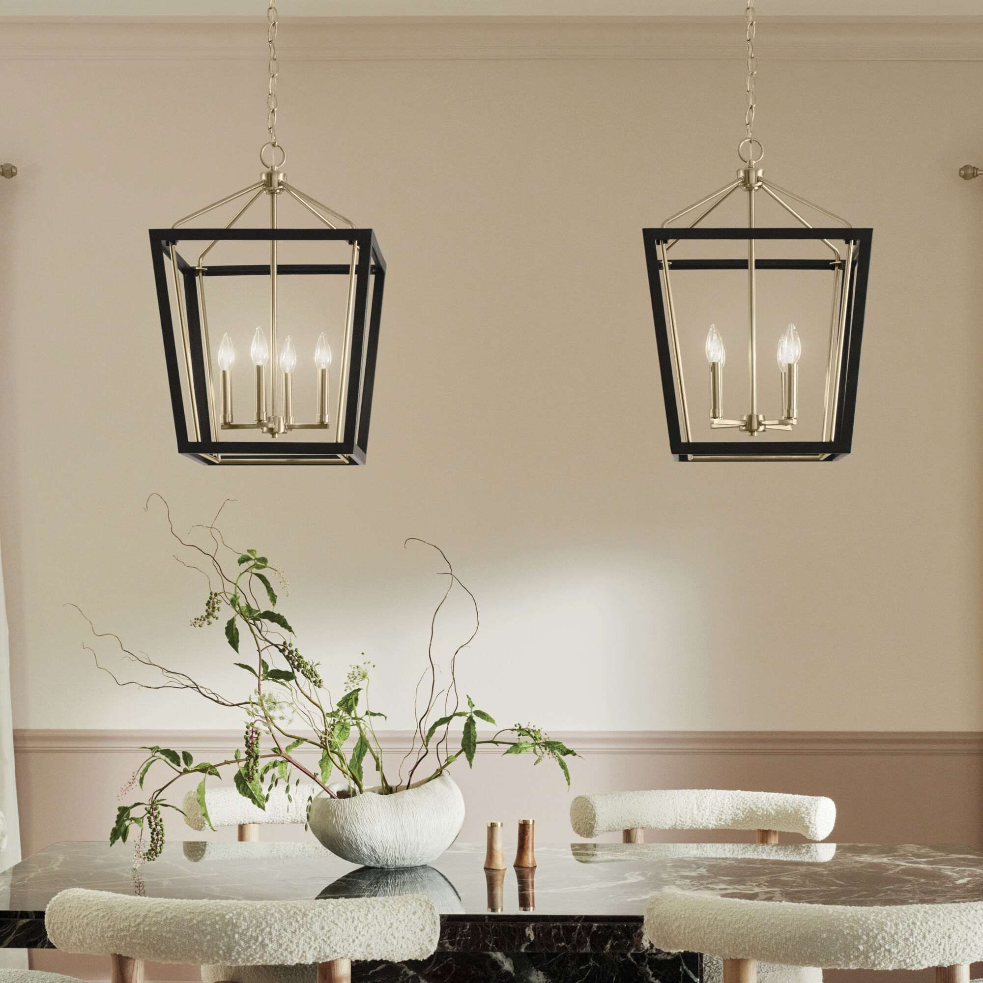 Delvin 4 Light 16 inch Champagne Bronze with Black Foyer Pendant Ceiling Light