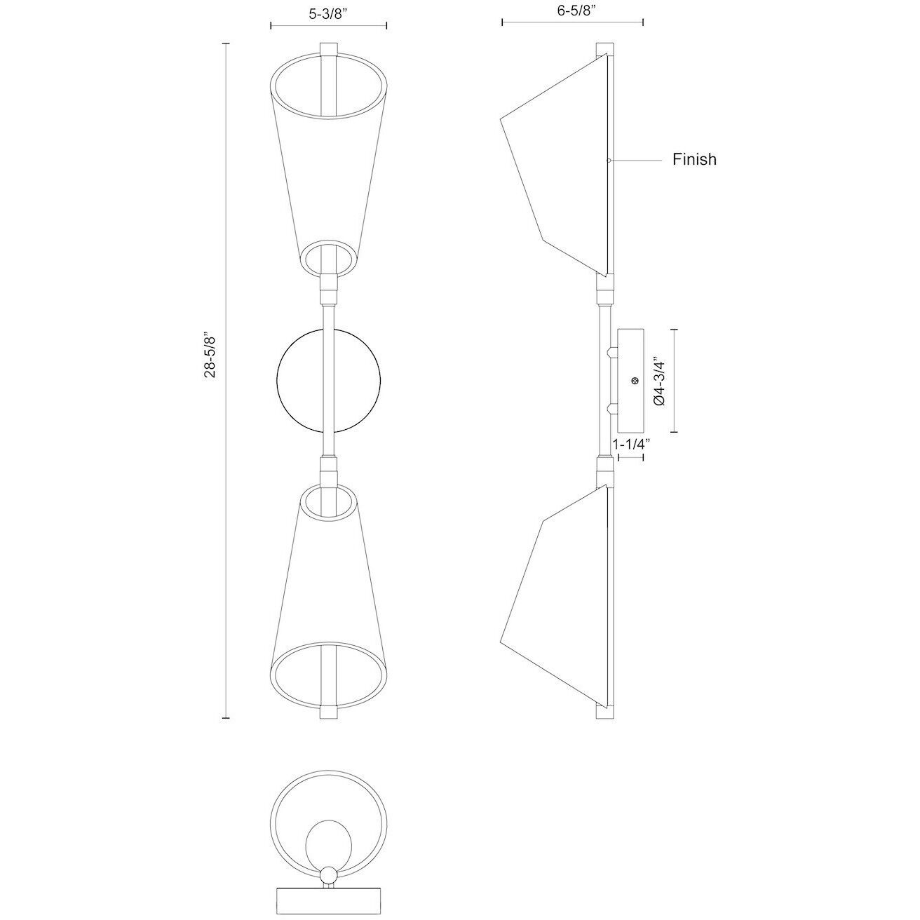 Mulberry LED 5.38 inch Black and Light Guide Wall Sconce Wall Light